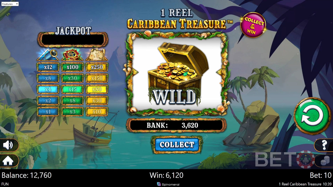 1 Reel Caribbean Treasure 無料プレイ