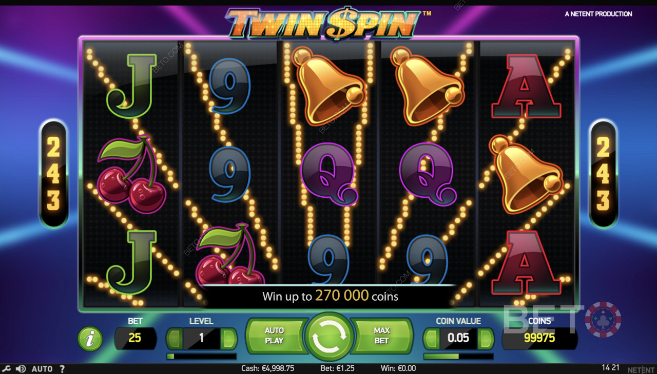 Twin Spin- ベルやチェリーなどのシンボルが登場するシンプルなゲームプレイ