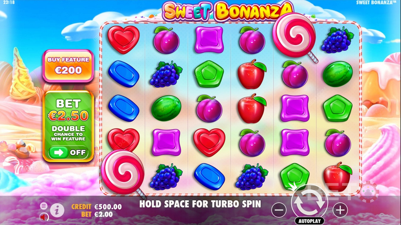 Sweet Bonanza スロット画像 カラフルでユニークなスロットマシンです。
