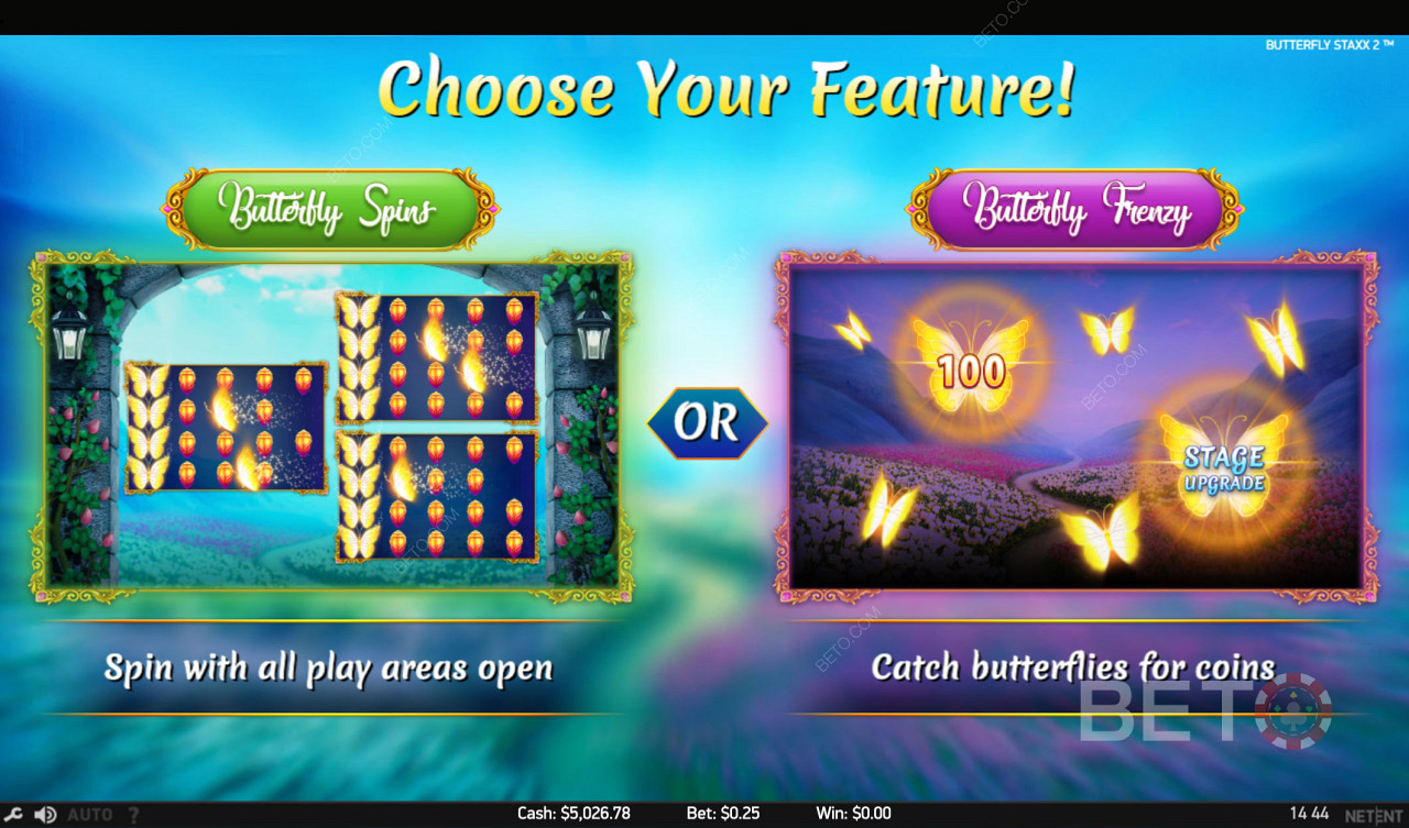スピンモードと蝶を捕まえるモードの2つの素晴らしいフィーチャーゲームから選択可能