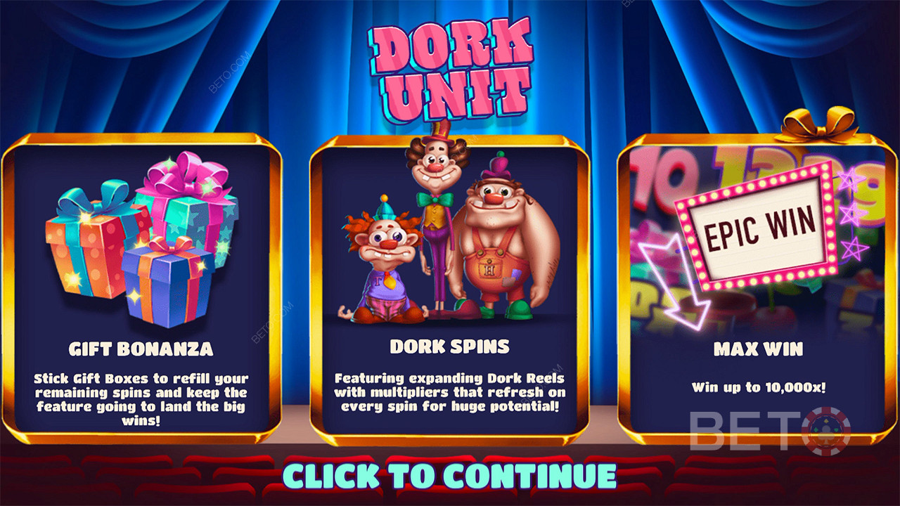 Dork Unitスロットマシンで2つの素晴らしいボーナスゲームと高額Max Winをお楽しみください。