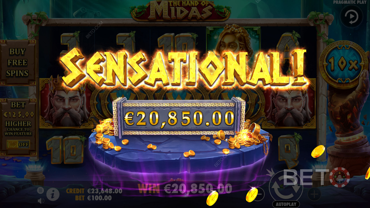 Hand of Midas Online Slotでセンセーショナルな勝利を収めよう