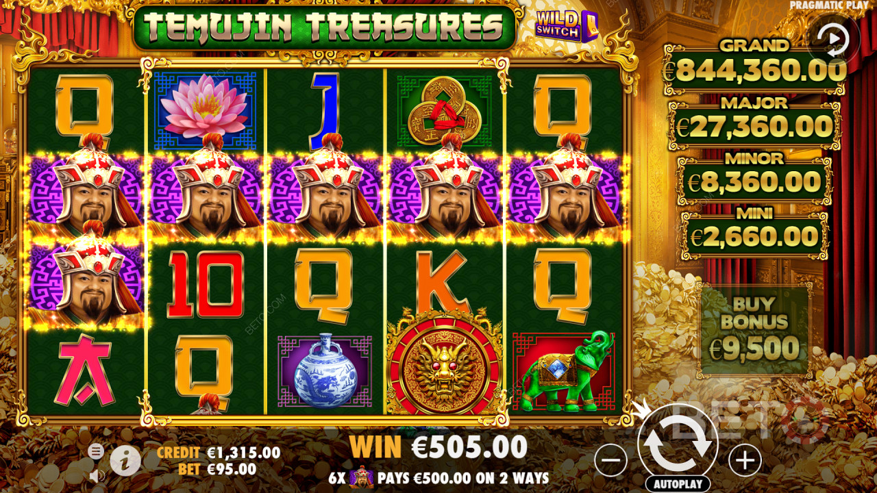 Temujin Treasures- 5リール、4列のマシンで1,024通りの勝ち方が可能です。