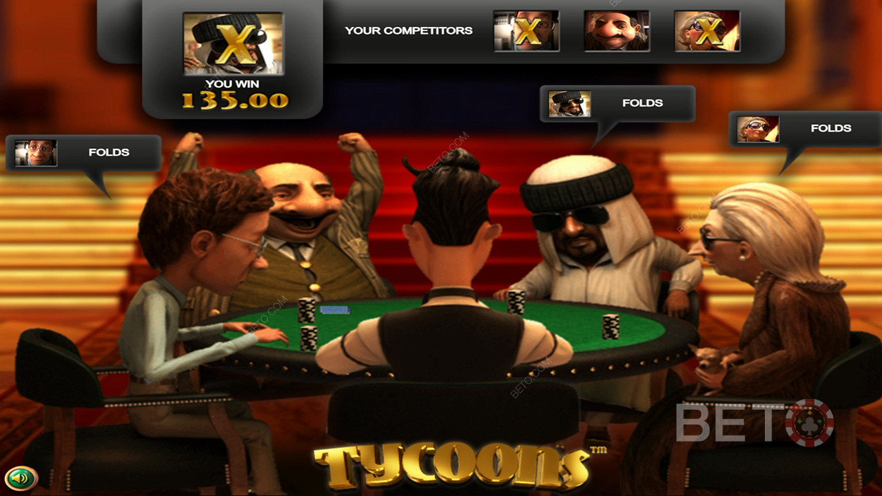 登場人物たちがポーカーゲームを行い、勝者を予想して大勝利を収める。
