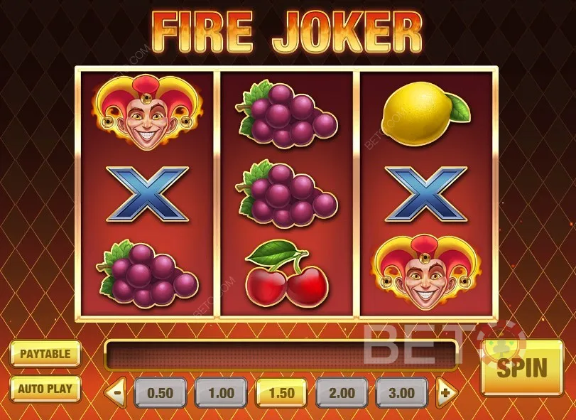 ゲームプレイ例 -Fire Jokerで様々なウィニングコンビネーションを決める