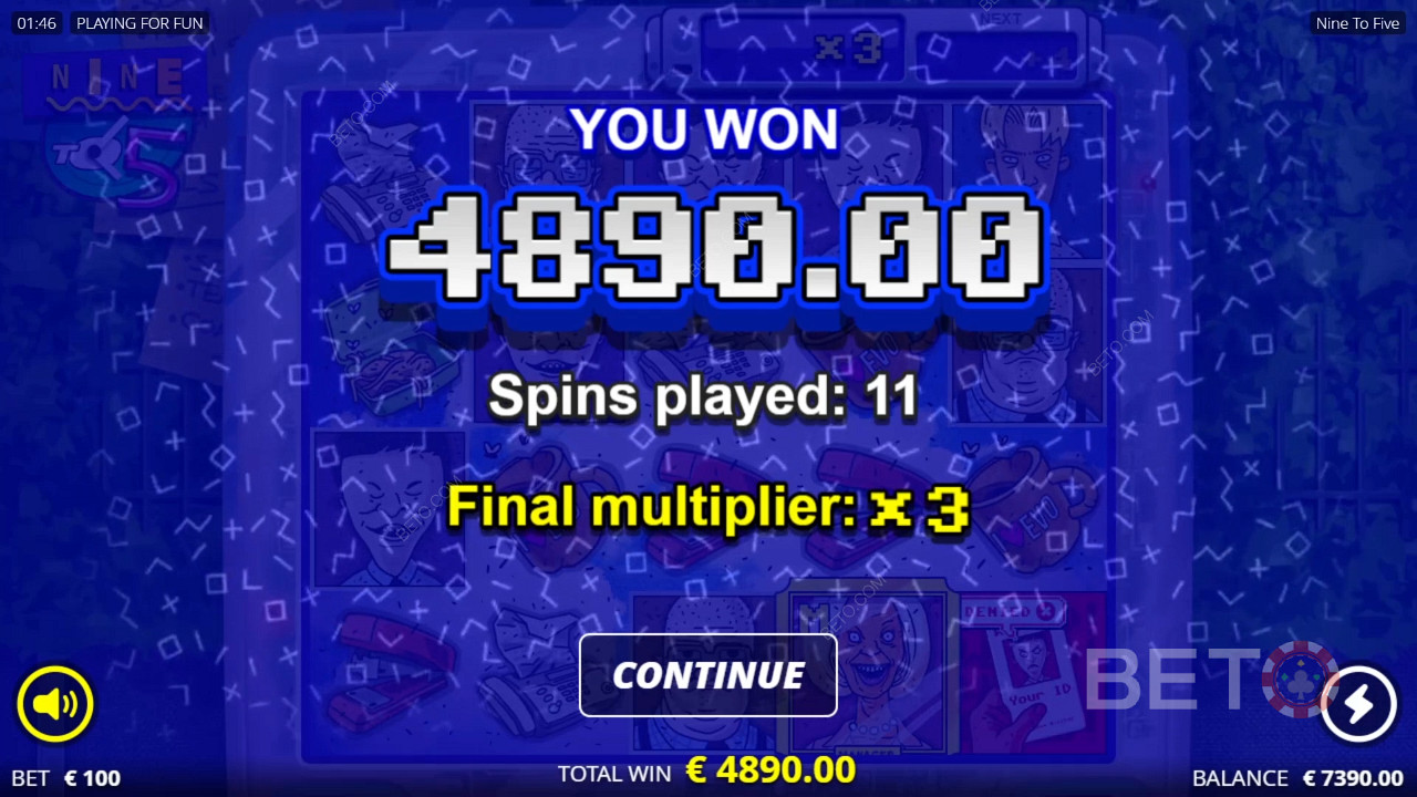 「Nine To Five」スロットで9,217倍の大当たりを狙え！