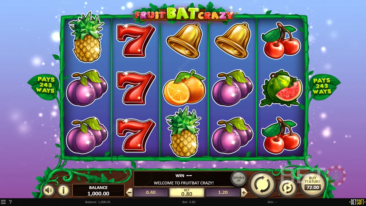 Fruit Bat Crazy』のゲームプレイ例