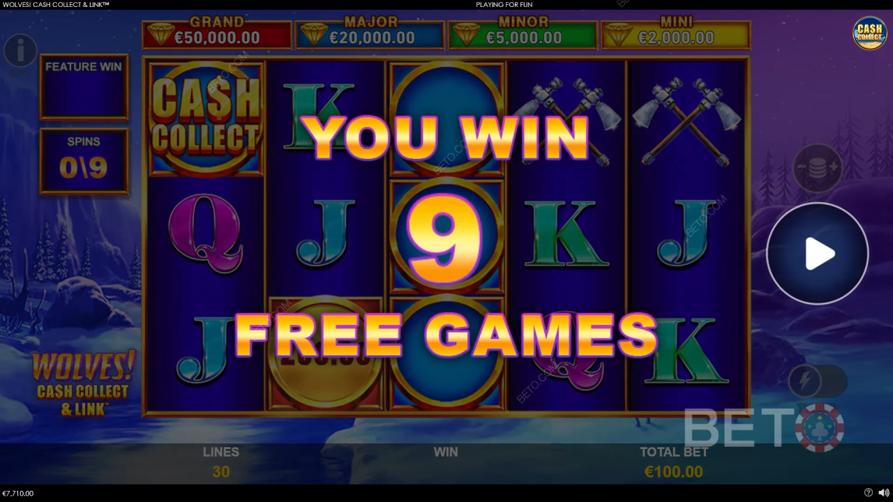 Playtech Originsの「Wolves! Cash Collect & Link」の遊び方