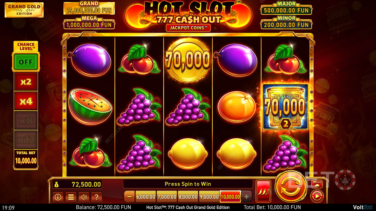 Wazdan『Hot Slot: 777 Cash Out Grand Gold Edition』の遊び方