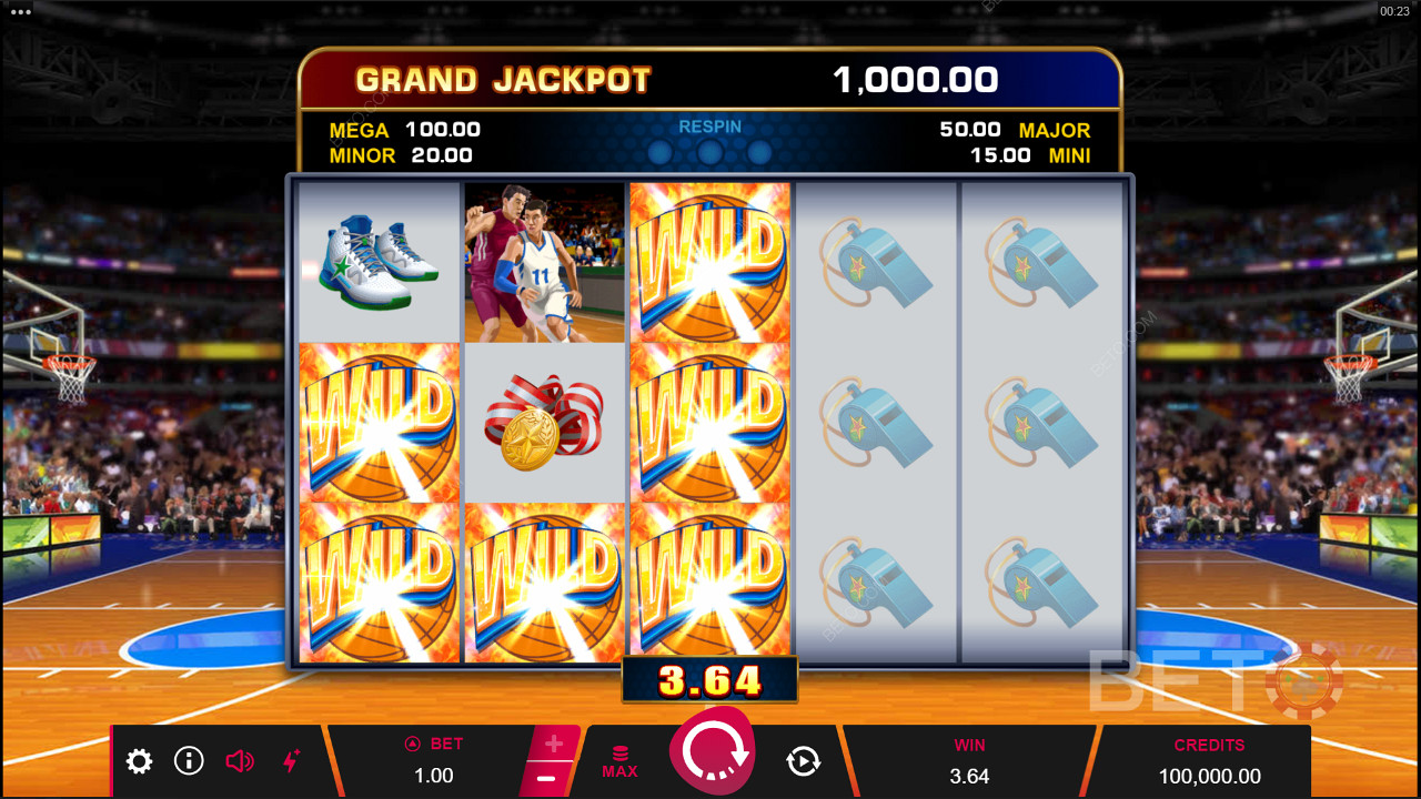 バスケットボールスターオンファイアで大量のワイルドシンボル