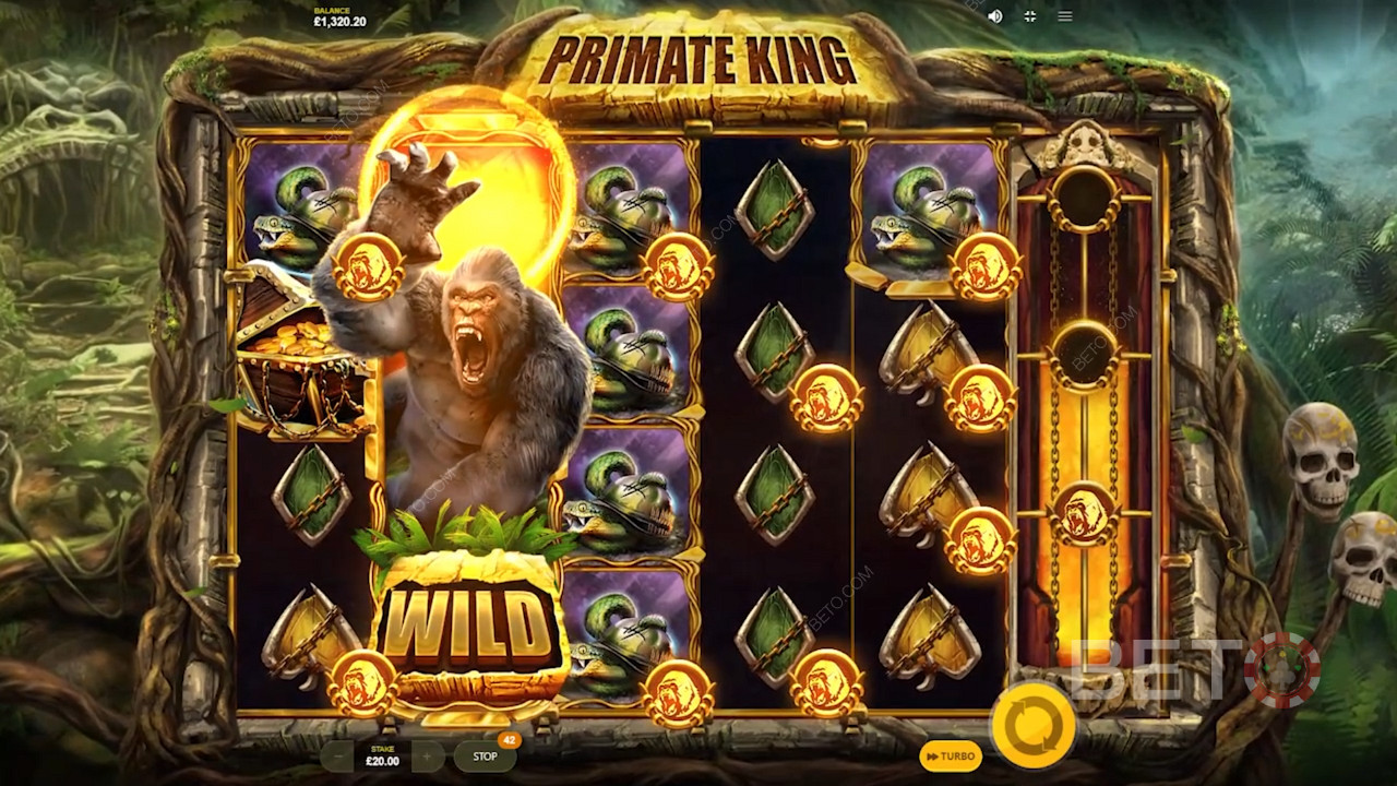 Red Tiger Gamingの Primate Kingは、たくさんの素晴らしいボーナス機能を搭載しています。