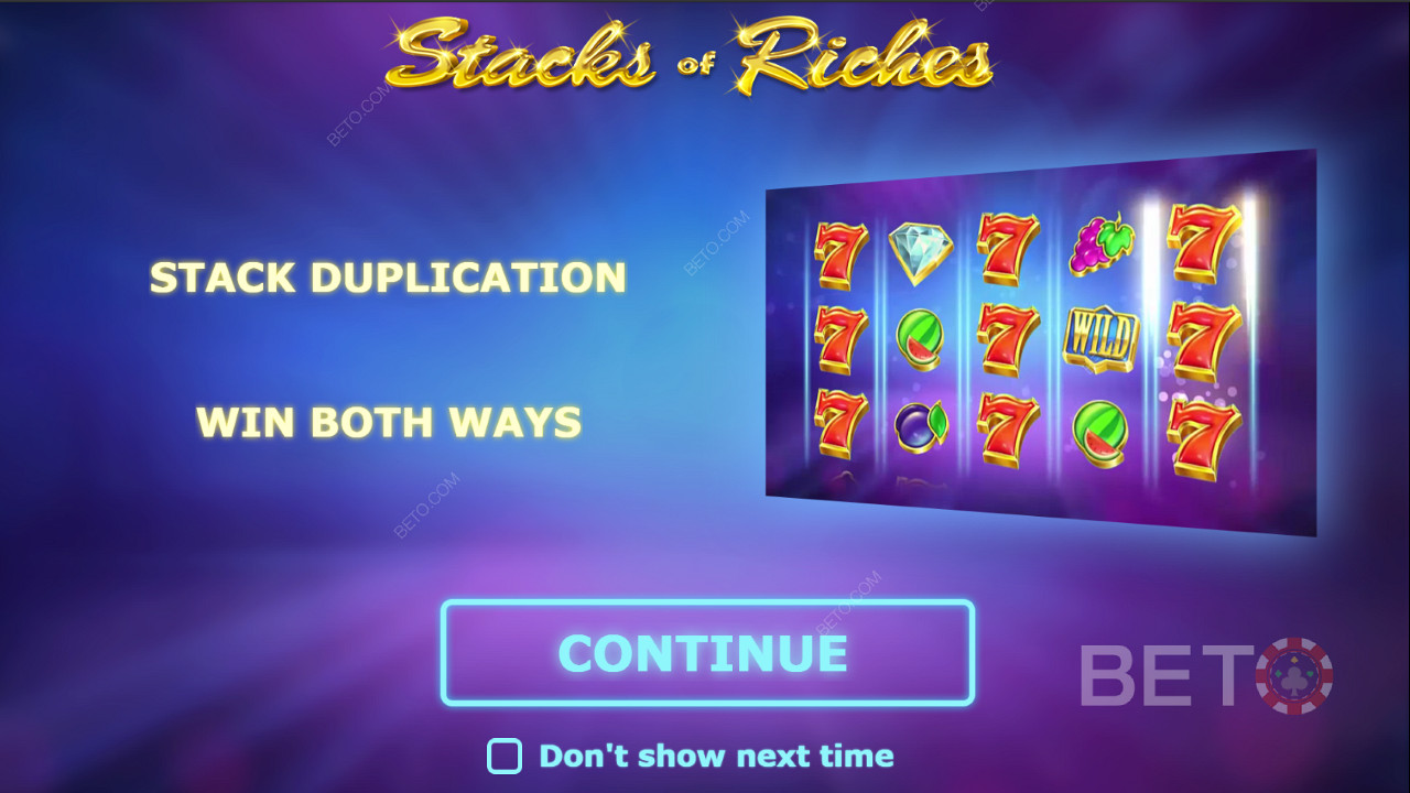 Stacks of Riches」イントロ画面