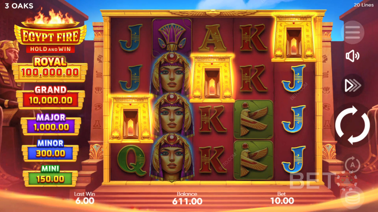 3 Oaks Gaming制作のエジプトファイアーの遊び方