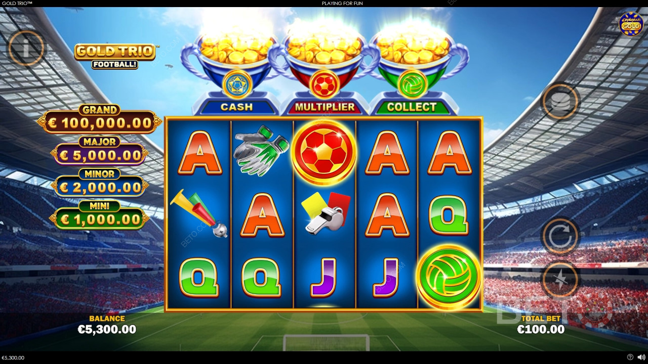 ゴールデントリオ：サッカー！BETOスロットのレビュー