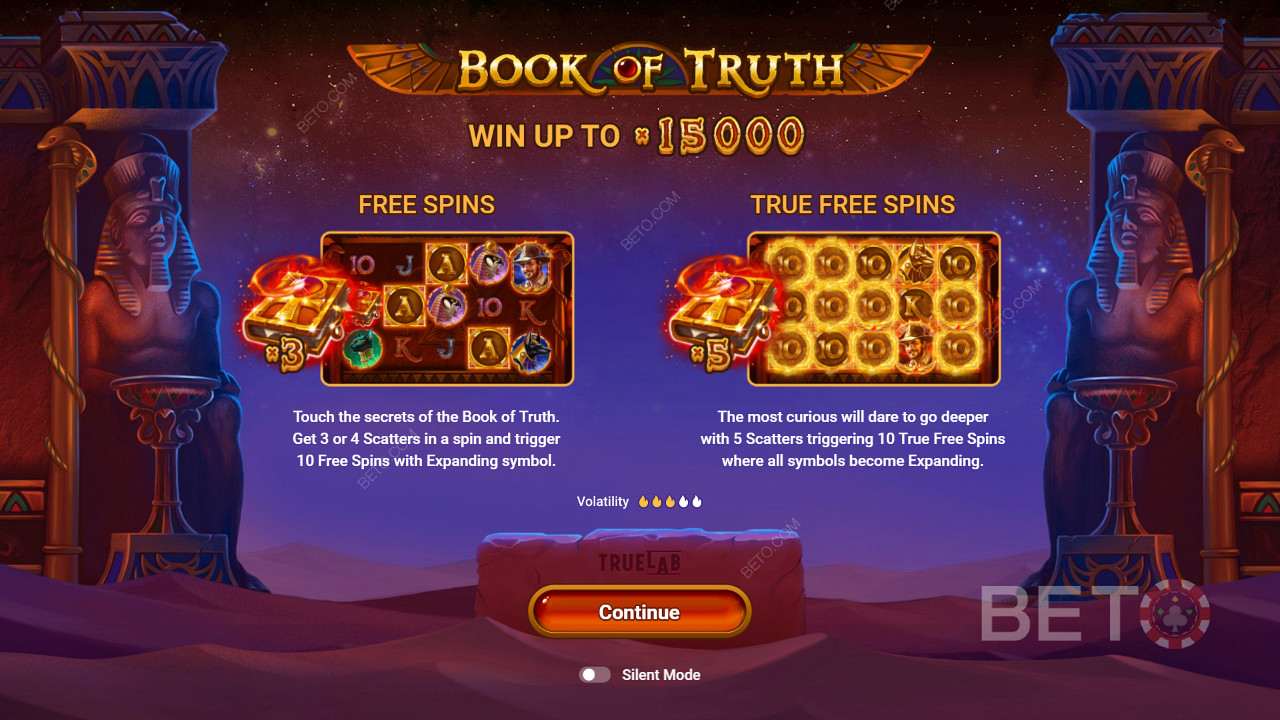 Book of Truth」スロットのフリースピンとトゥルースピン