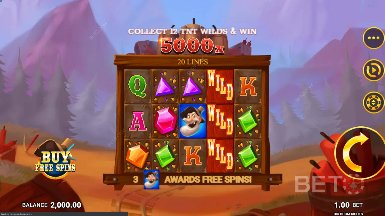 Big Boom Riches」のサンプルゲームでは、鮮明なアニメーションが見られます。
