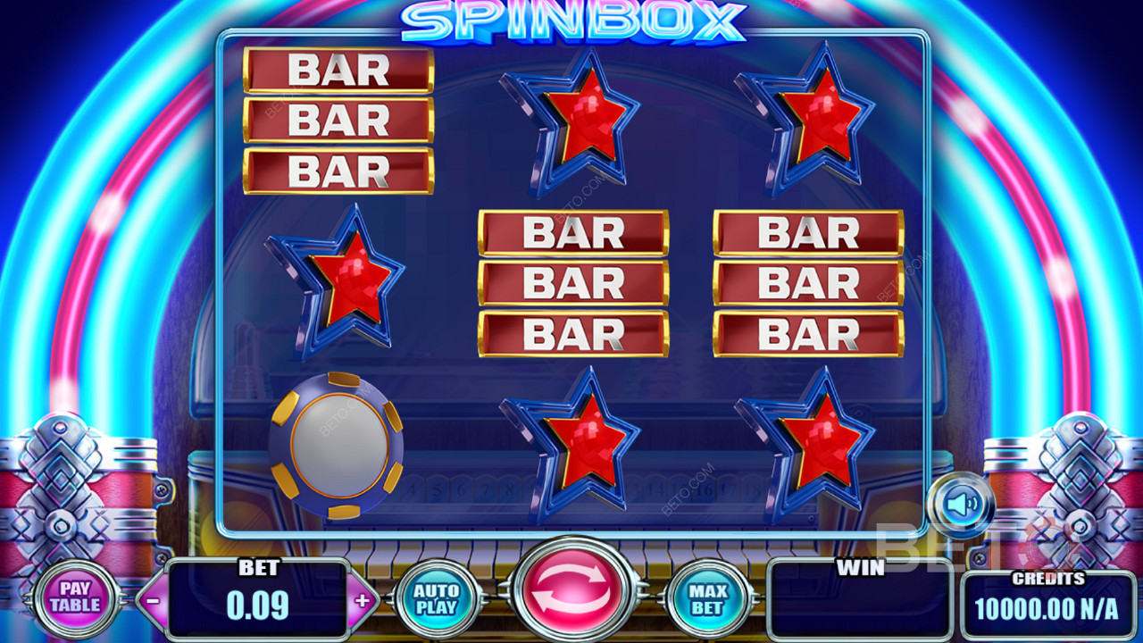 Spinbox スロットの魅力的なシンボルとクラシックなゲームテーマ