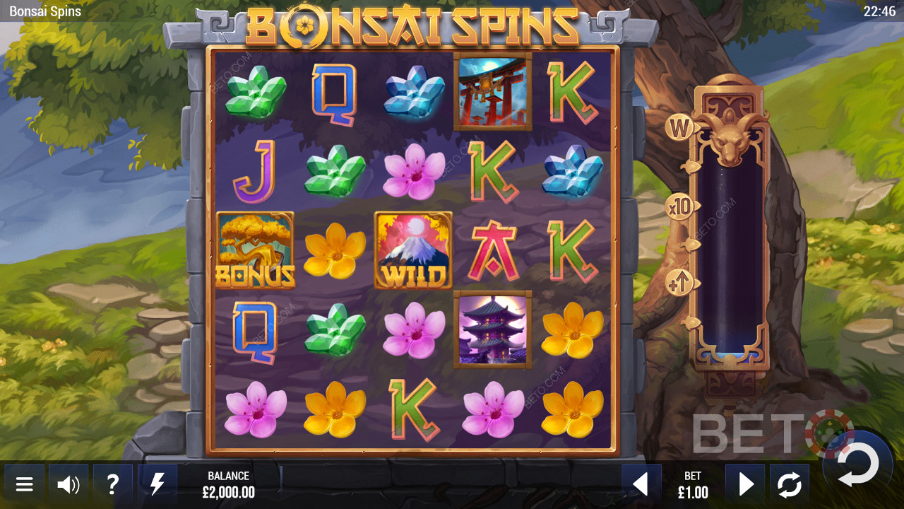 Epic Industriesが開発した森林をテーマにしたBonsai Spinsゲーム。