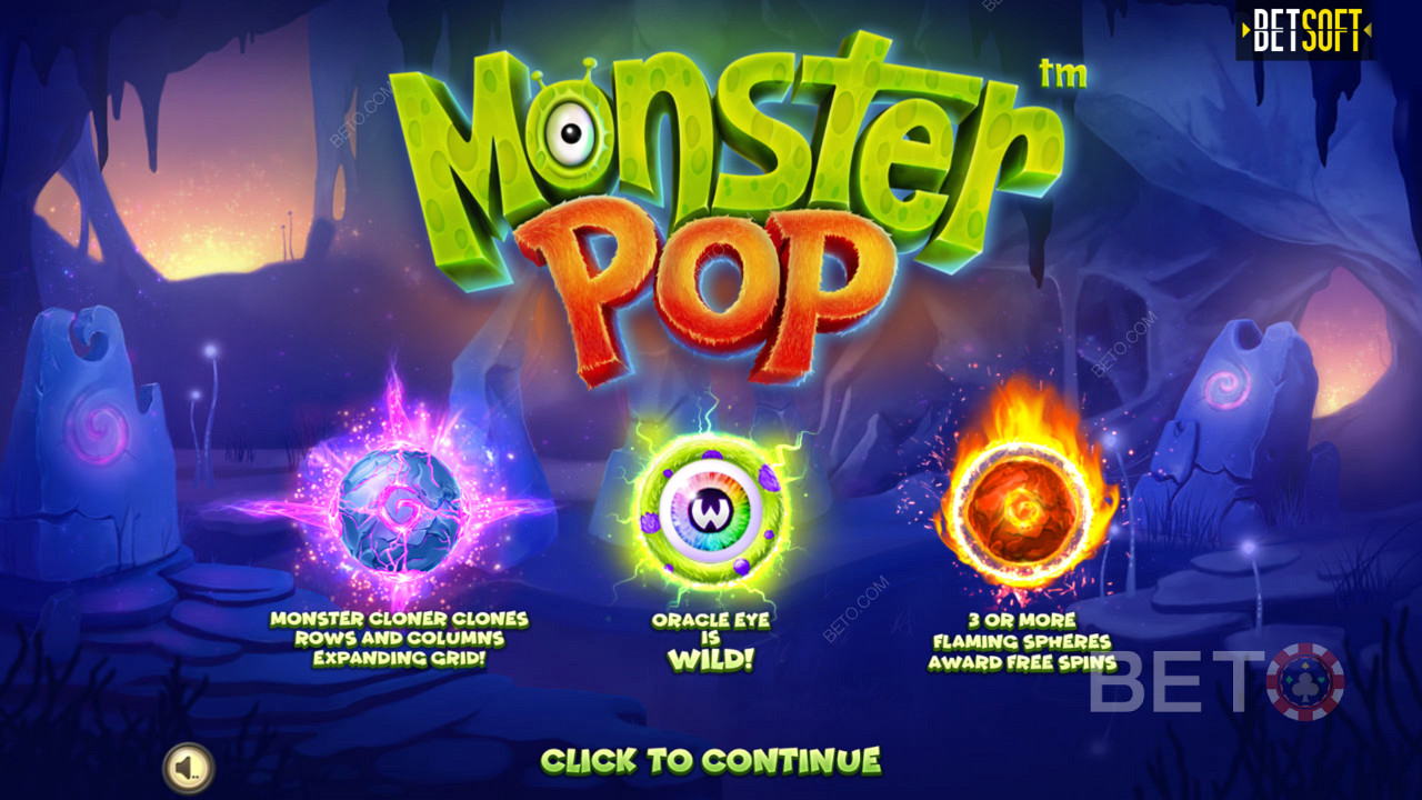 Monster Popビデオスロットの革新的なボーナス機能をお楽しみください。