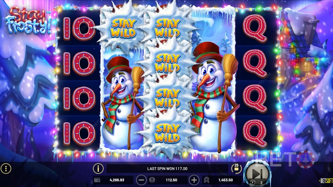 5つのリールと4つの列で構成される「Stay Frosty！」の広いゲームグリッド