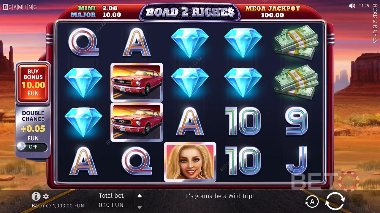 Road 2 Riches」のゲームプレイでは、高速道路をテーマにしたアニメーションが見られる