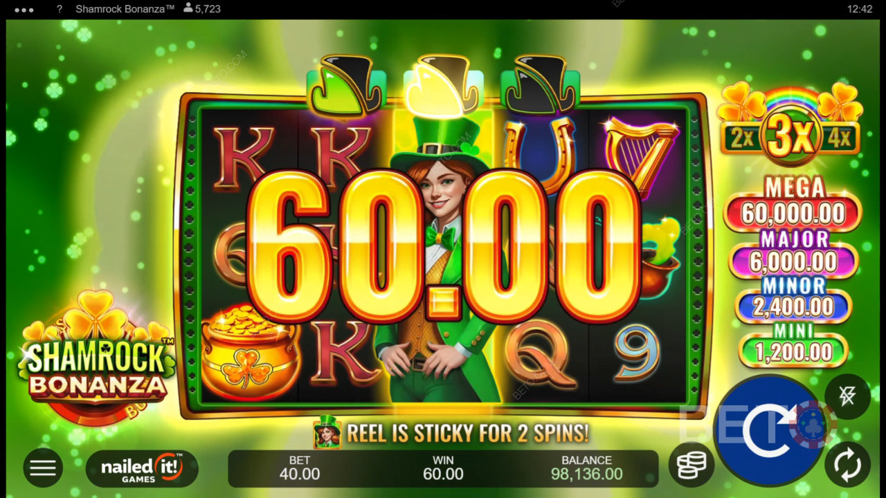 シャムロックボナンザスロットで賭け金の5,340倍を獲得！
