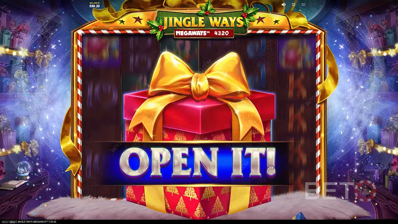 プレゼントを開けると、Jingle Ways Megaways スロットの強力な機能が現れます。
