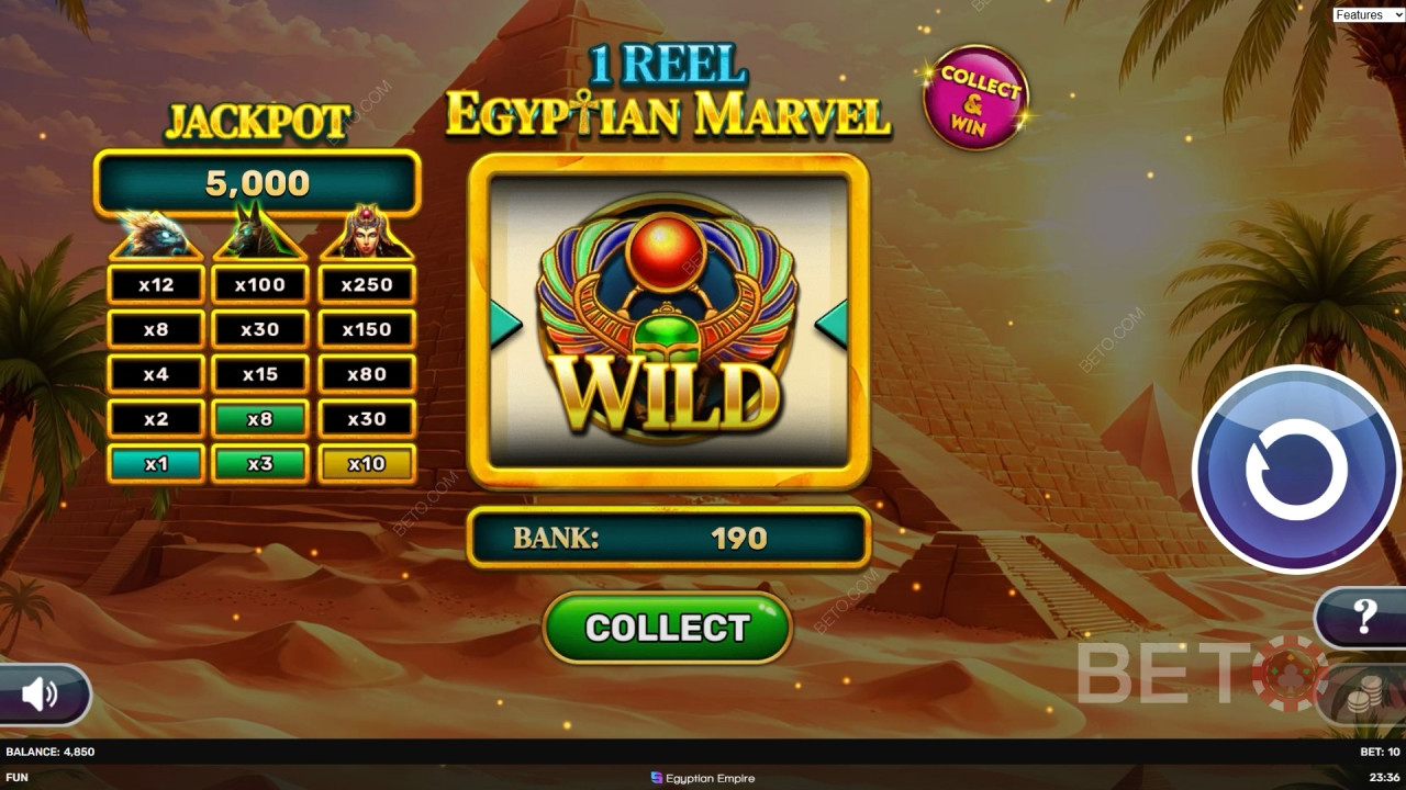 1 Reel - Egyptian Marvelのボーナス機能を徹底解説