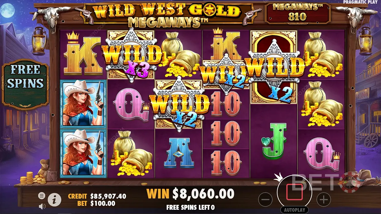 Wild West Gold Megawaysスロットマシンのゲーム性
