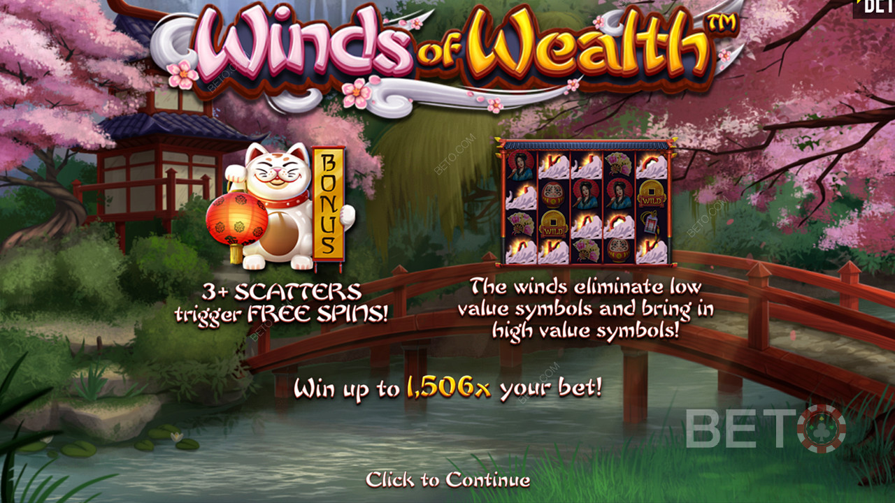 オンラインスロット「Winds of Wealth」での最大勝利額は賭け金の1,506倍