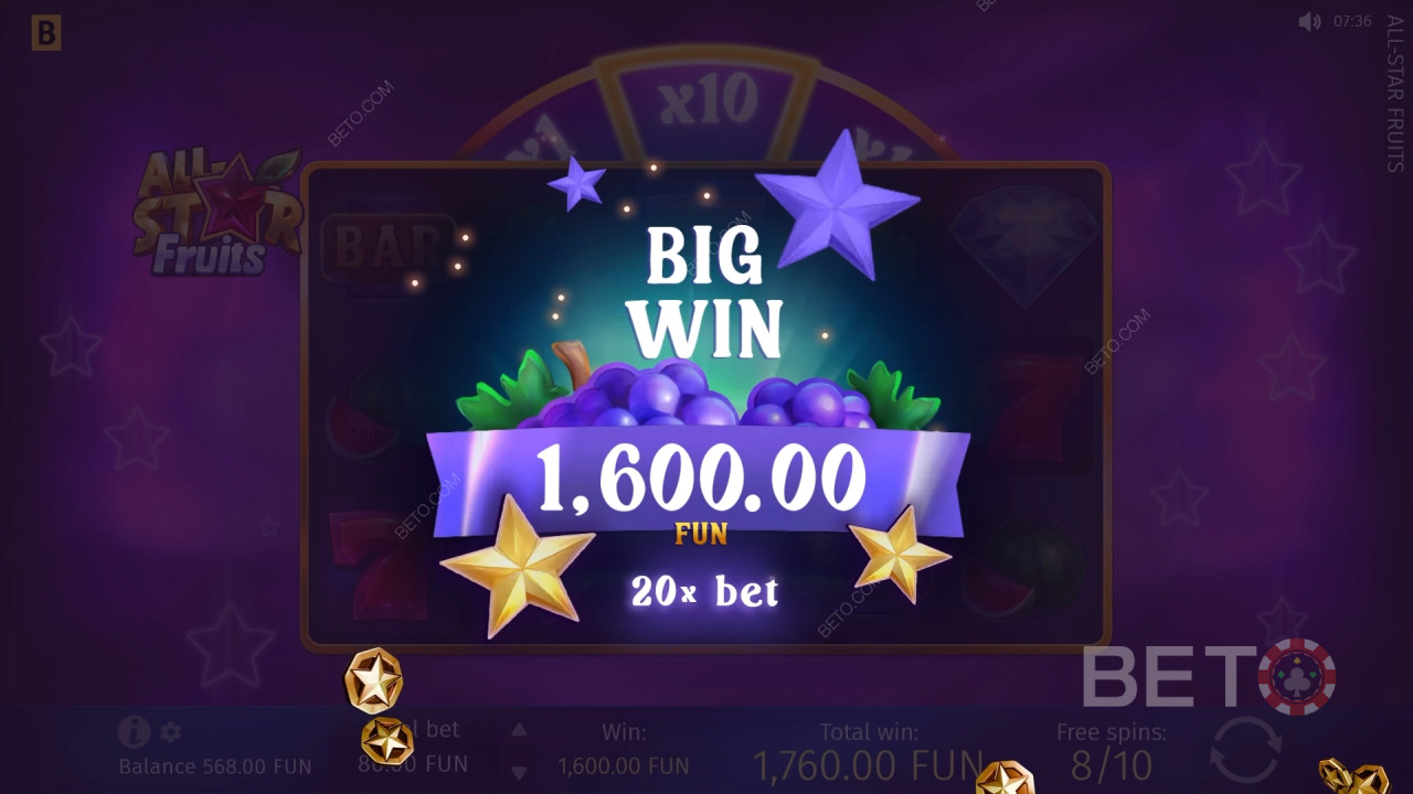 All-Star Fruitsスロットで最大1,500倍配当を獲得！