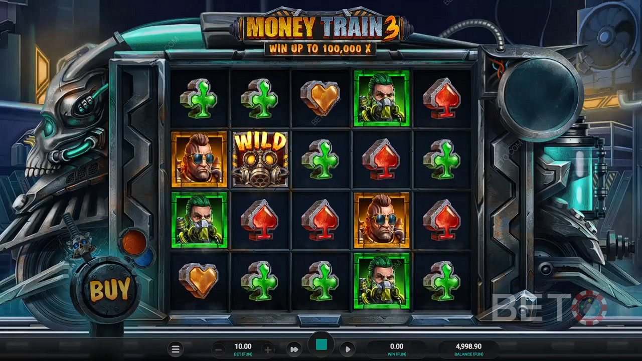 Money Train 3スロットのベースゲームで、しっかりとしたリスピンラウンドをお楽しみください。