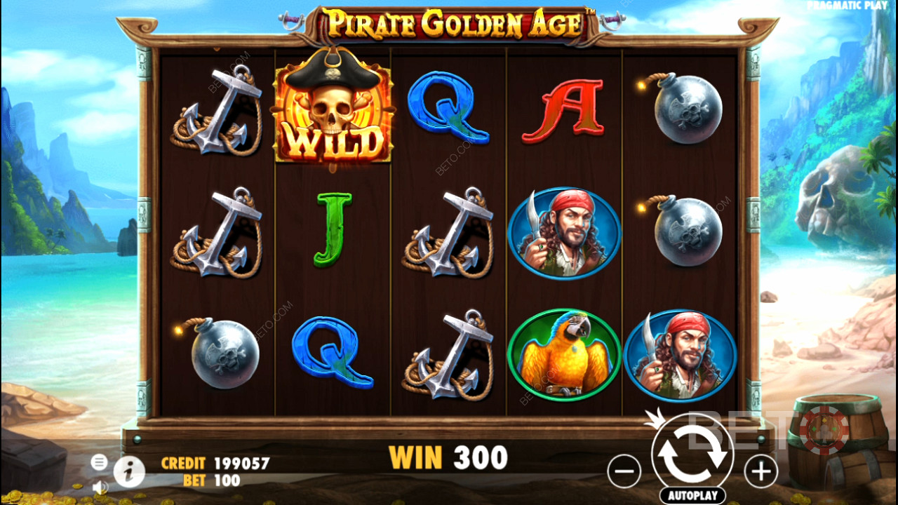 Pirate Golden Ageスロットでは、通常のペイシンボルでも大きな配当が得られることがあります。