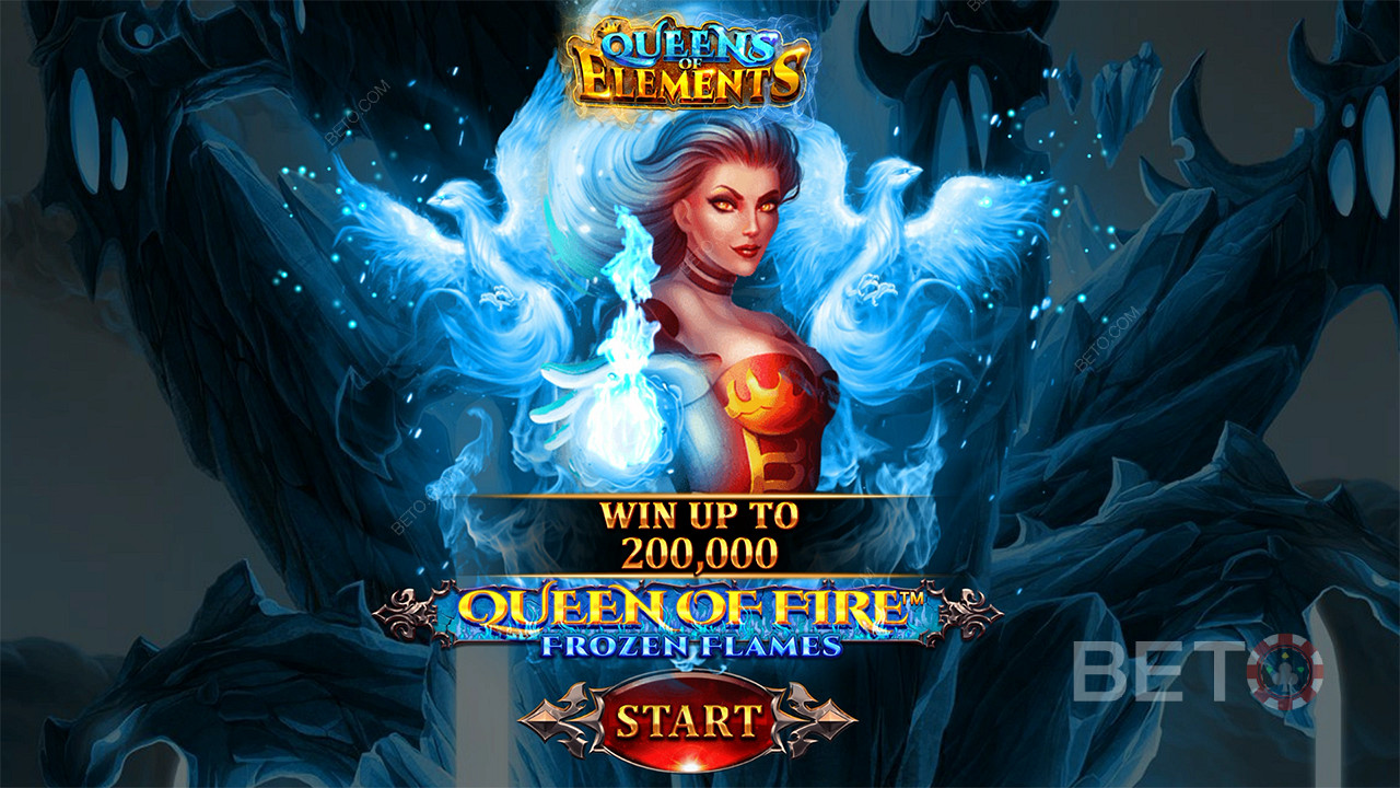 Queen of Fire - Frozen Flamesスロットで賭け金の最高2,000倍まで勝ちましょう。
